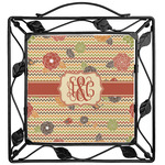 Chevron & Fall Flowers Square Trivet (Personalized)