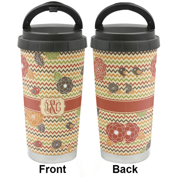 Chevron & Fall Flowers Stainless Steel Travel Cup - Apvl