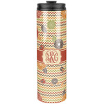 Chevron & Fall Flowers Stainless Steel Skinny Tumbler - 20 oz (Personalized)
