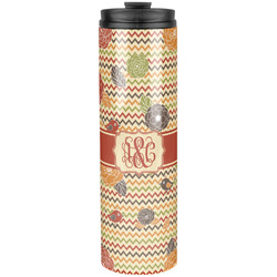 Chevron & Fall Flowers Stainless Steel Skinny Tumbler - 20 oz (Personalized)