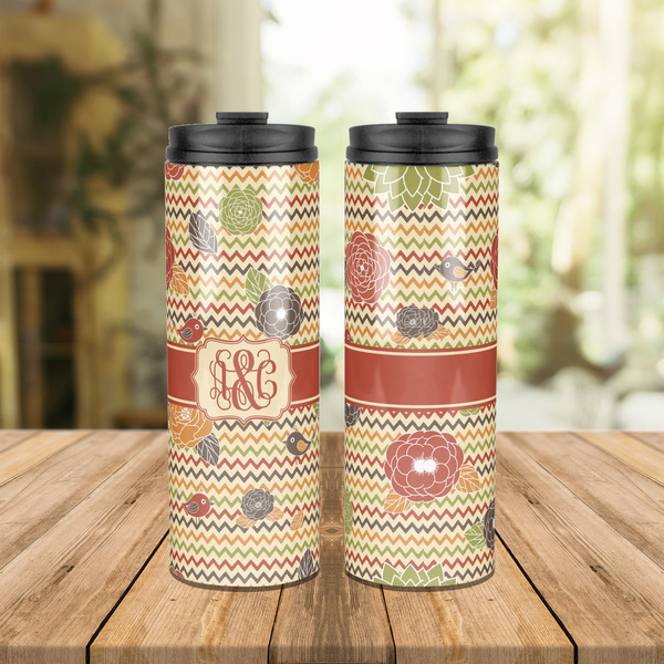 Chevron & Fall Flowers Stainless Steel Tumbler - Lifestyle