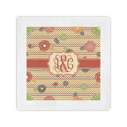 Chevron & Fall Flowers Standard Cocktail Napkins (Personalized)