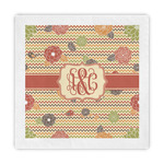 Chevron & Fall Flowers Decorative Paper Napkins (Personalized)