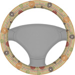 Chevron & Fall Flowers Steering Wheel Cover (Personalized)