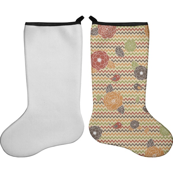 Chevron & Fall Flowers Stocking - Single-Sided - Approval