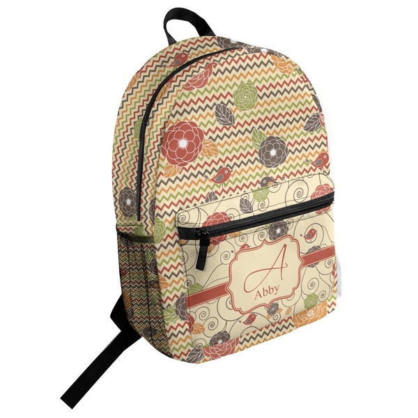 Custom Chevron & Fall Flowers Student Backpack (Personalized)