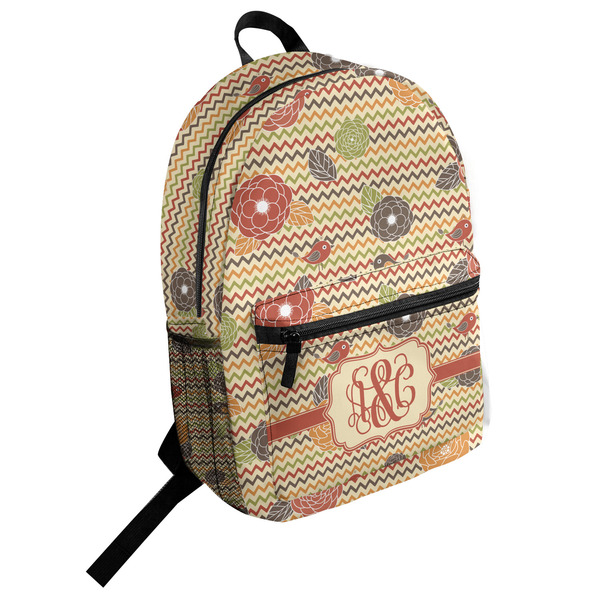 Custom Chevron & Fall Flowers Student Backpack (Personalized)