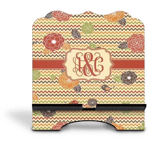 Chevron & Fall Flowers Stylized Tablet Stand - Front without iPad