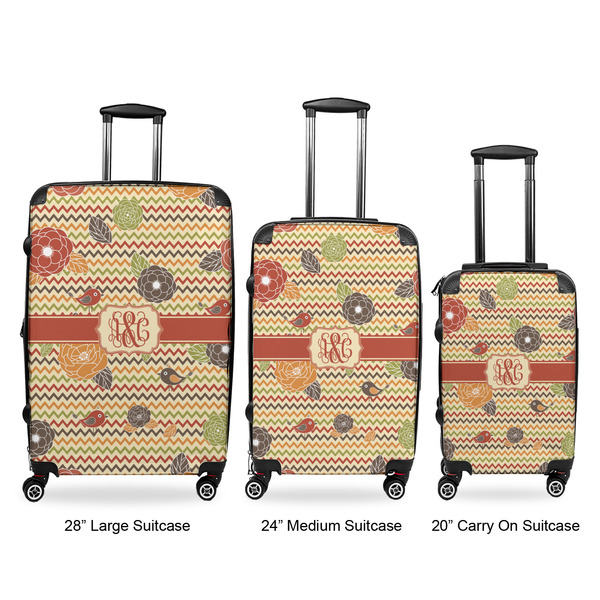 Chevron & Fall Flowers Suitcase Set 1 - APPROVAL
