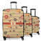Chevron & Fall Flowers 3 Piece Luggage Set - 20" Carry On, 24" Medium Checked, 28" Large Checked (Personalized)