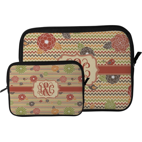 Chevron & Fall Flowers Tablet Sleeve (Size Comparison)