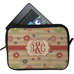 Chevron & Fall Flowers Tablet Case / Sleeve - Small (Personalized)