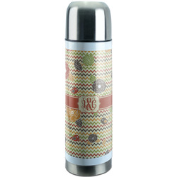 Chevron & Fall Flowers Stainless Steel Thermos (Personalized)