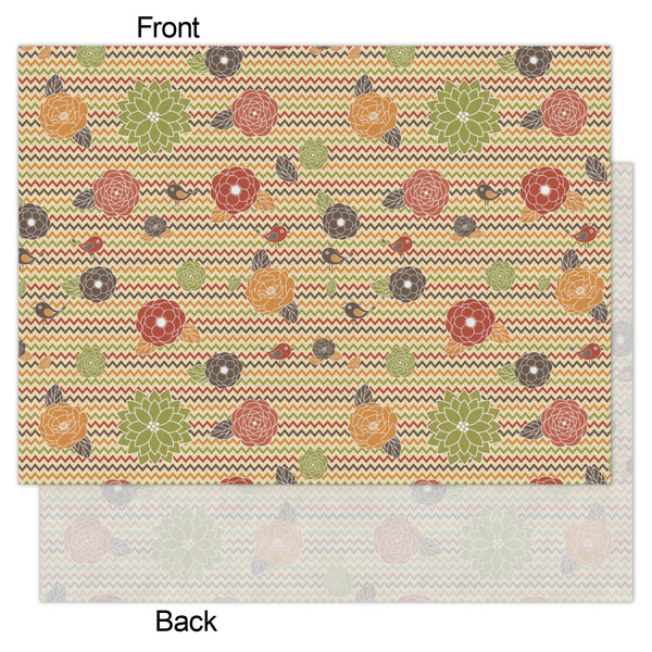 Chevron & Fall Flowers Tissue Paper - Lightweight - Large - Front & Back