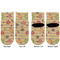 Chevron & Fall Flowers Toddler Ankle Socks - Double Pair - Front and Back - Apvl