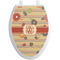 Chevron & Fall Flowers Toilet Seat Decal - Elongated (Personalized)