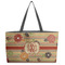 Chevron & Fall Flowers Tote w/Black Handles - Front View