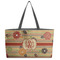 Chevron & Fall Flowers Beach Totes Bag - w/ Black Handles (Personalized)