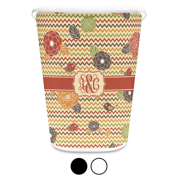 Chevron & Fall Flowers Trash Can Aggregate