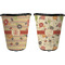 Chevron & Fall Flowers Trash Can Black - Front and Back - Apvl