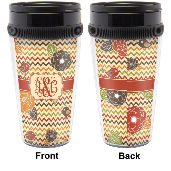 Chevron & Fall Flowers Travel Mug Approval (Personalized)