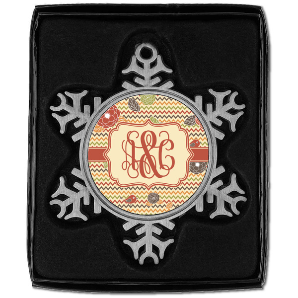 Chevron & Fall Flowers Vintage Snowflake - In box