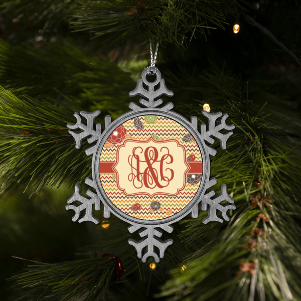 Chevron & Fall Flowers Vintage Snowflake - (LIFESTYLE)