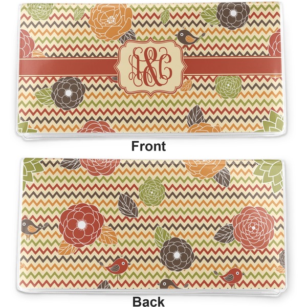 Chevron & Fall Flowers Vinyl Check Book Cover - Front and Back