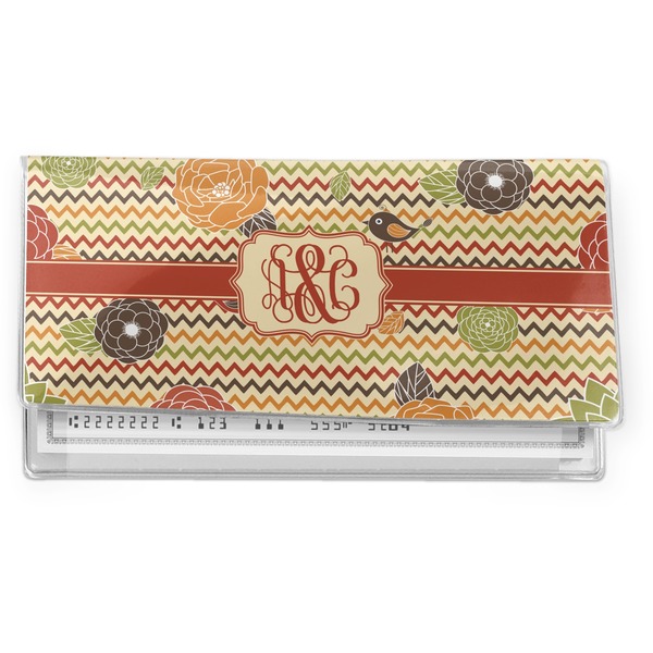 Custom Chevron & Fall Flowers Vinyl Checkbook Cover (Personalized)