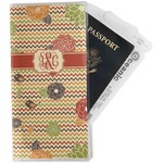 Chevron & Fall Flowers Travel Document Holder