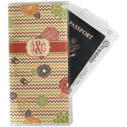 Chevron & Fall Flowers Travel Document Holder