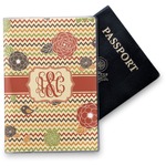 Chevron & Fall Flowers Vinyl Passport Holder (Personalized)