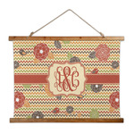 Chevron & Fall Flowers Wall Hanging Tapestry - Wide (Personalized)