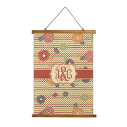 Chevron & Fall Flowers Wall Hanging Tapestry - Tall (Personalized)