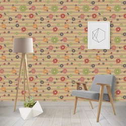 Chevron & Fall Flowers Wallpaper & Surface Covering