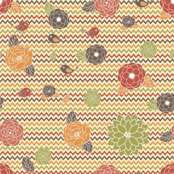Custom Chevron & Fall Flowers Wallpaper & Surface Covering (Peel & Stick 24"x 24" Sample)