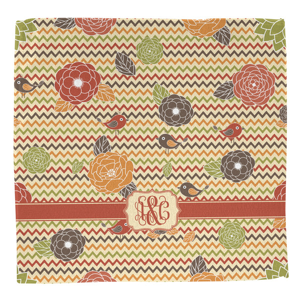 Chevron & Fall Flowers Washcloth - Front - No Soap