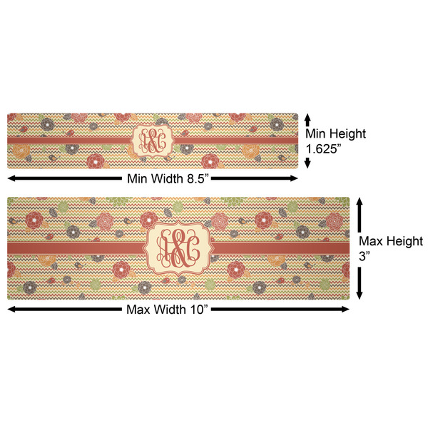 Chevron & Fall Flowers Water Bottle Labels w/ Dimensions