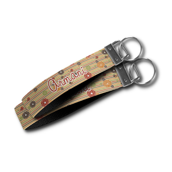 Chevron & Fall Flowers Webbing Keychain FOBs - Size Comparison