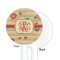 Chevron & Fall Flowers White Plastic 5.5" Stir Stick - Single Sided - Round - Front & Back