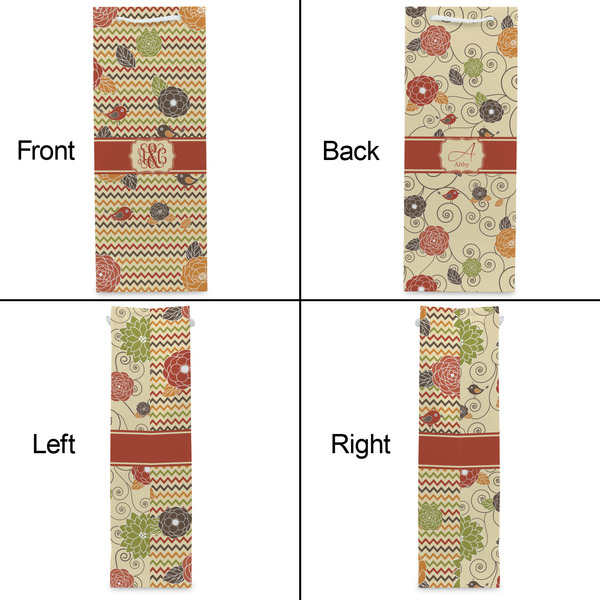 Chevron & Fall Flowers Wine Gift Bag - Gloss - Approval