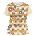 Chevron & Fall Flowers Women's Crew T-Shirt - X Small