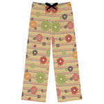 Chevron & Fall Flowers Womens Pajama Pants - M