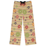 Chevron & Fall Flowers Womens Pajama Pants - L