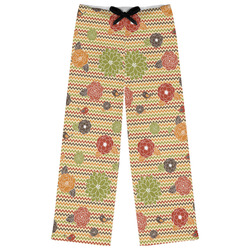 Chevron & Fall Flowers Womens Pajama Pants (Personalized)