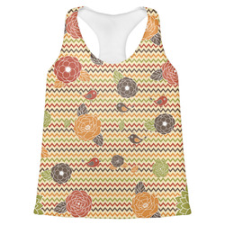 Chevron & Fall Flowers Womens Racerback Tank Top