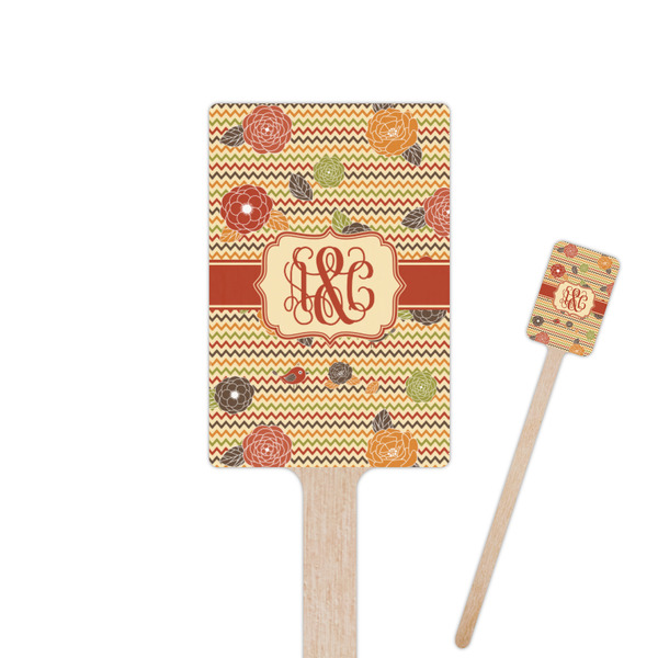 Custom Chevron & Fall Flowers Rectangle Wooden Stir Sticks (Personalized)