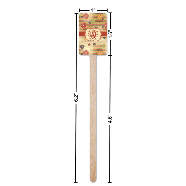 Chevron & Fall Flowers Wooden 6.25" Stir Stick - Rectangular - Dimensions
