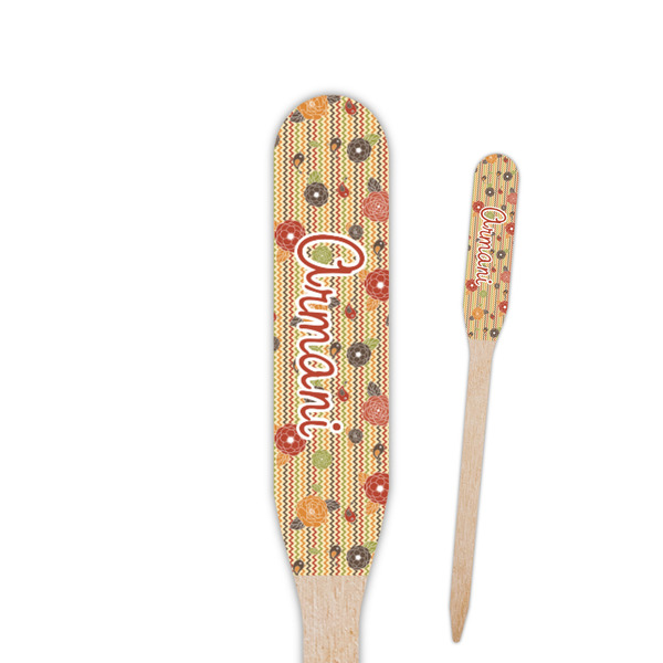 Custom Chevron & Fall Flowers Paddle Wooden Food Picks (Personalized)