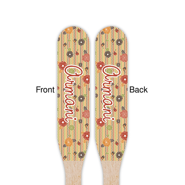 Chevron & Fall Flowers Wooden Food Pick - Paddle - Double Sided - Front & Back